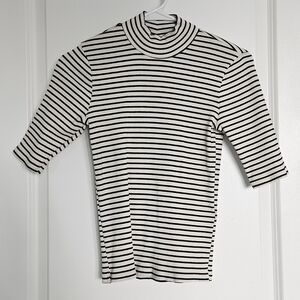 Striped Black and White Turtleneck Top